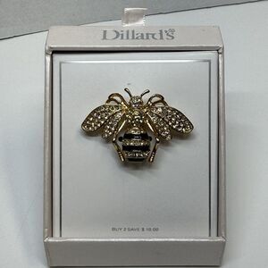 Dillards Goldtone Rhinestone Bumblebee Brooch New
